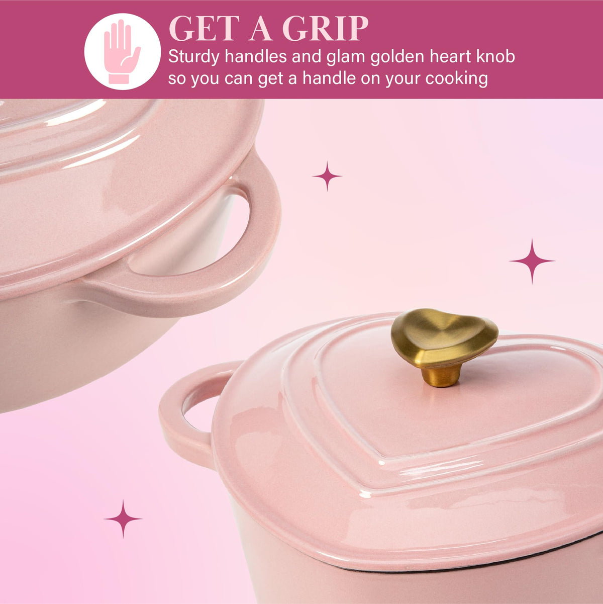 Paris Hilton dual-handle design for secure transport from oven to table.