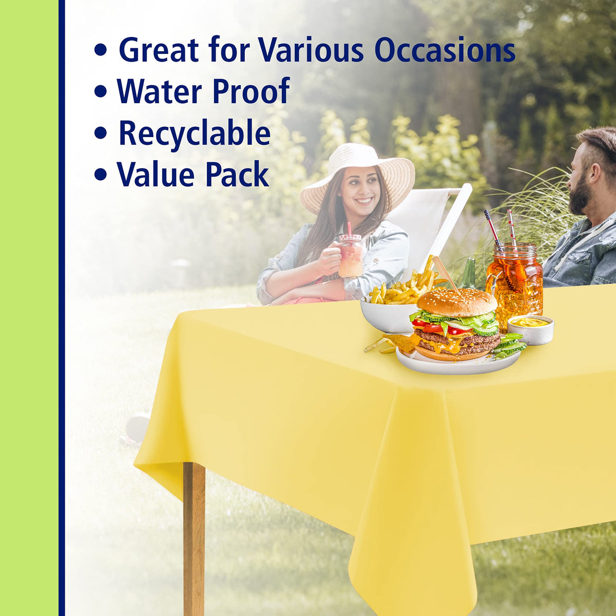 Party Dimensions easy-clean disposable tablecloth simplifies post-party cleanup.