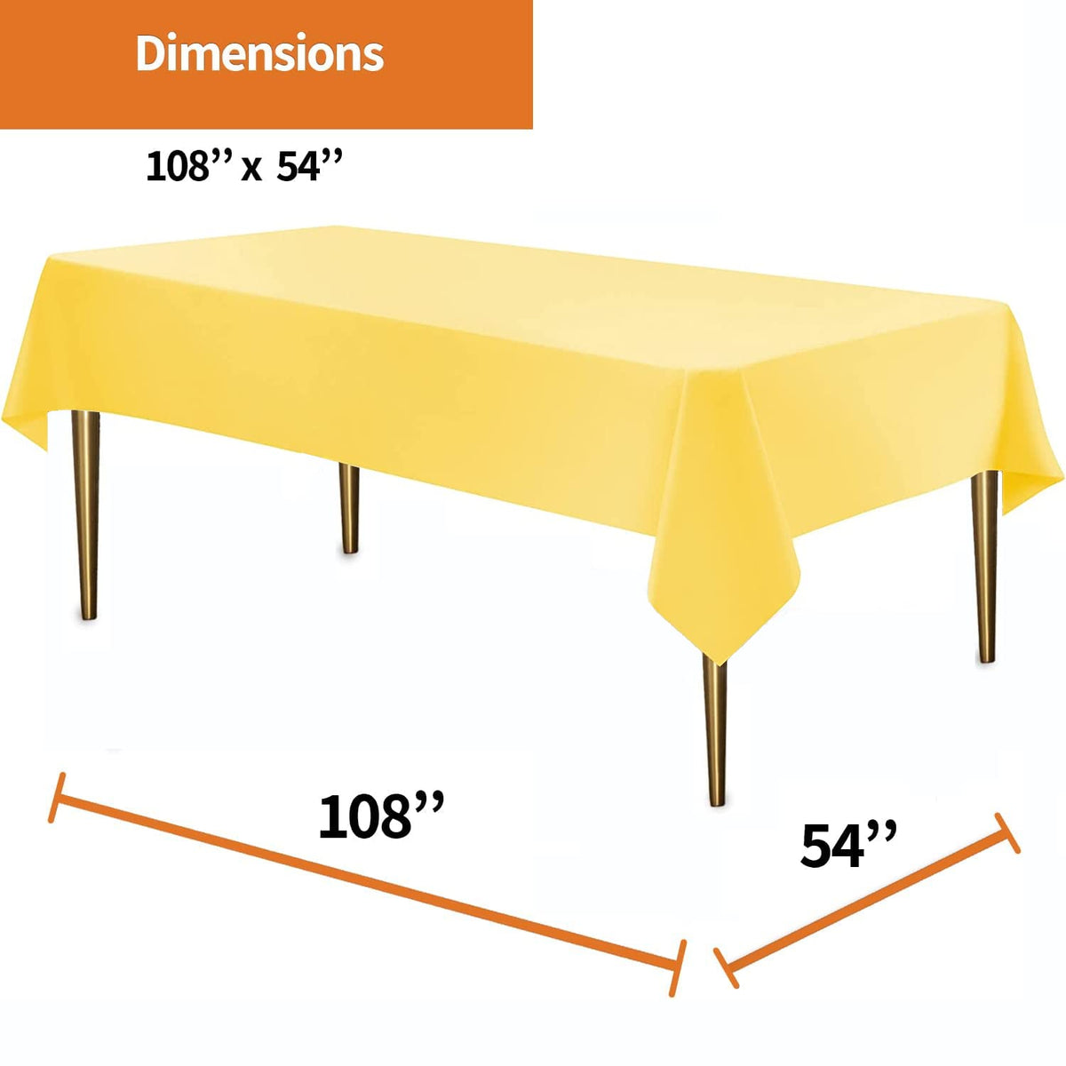 Party Dimensions wedding-ready yellow tablecloth enhances festive table decor.