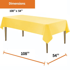 Party Dimensions wedding-ready yellow tablecloth enhances festive table decor.