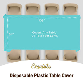 Disposable Party Solids tablecloth enabling quick cleanup after use.