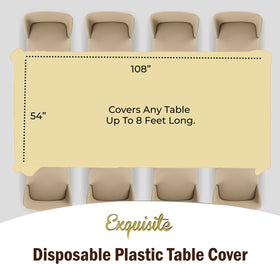 Party Solids disposable light yellow tablecloth ready to roll up after the party