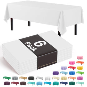 Party Solids Exquisite 6-pack tablecloth 54x108 front view on table for a clean setup