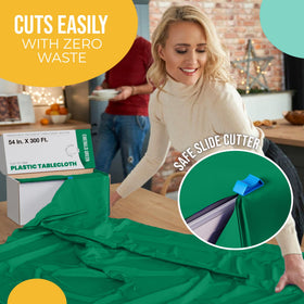Party Solids heavy-duty plastic ensures durable surface protection during spills.
