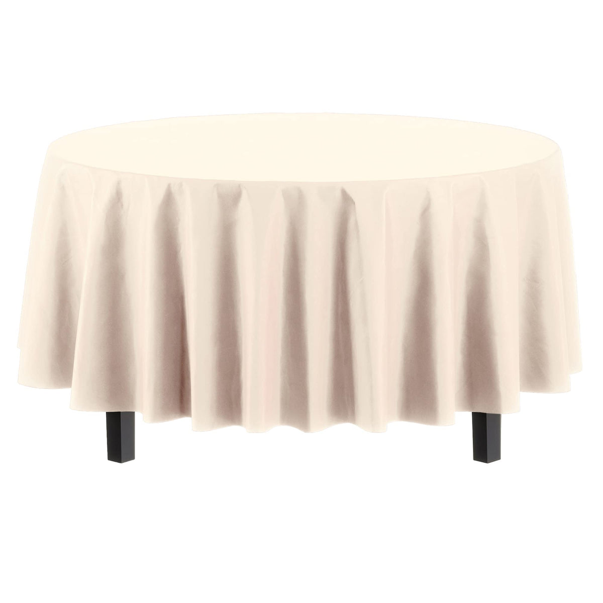 Party Solids ivory 6-pack tablecloths for easy event setup and cleanup.