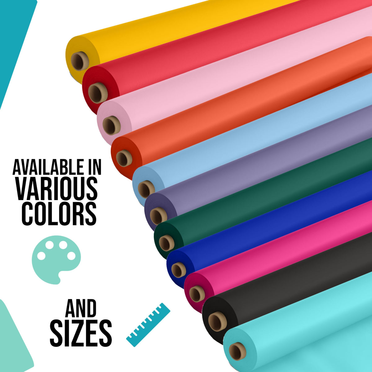 Party Solids outdoor red tablecloth roll for picnics and patio setups.