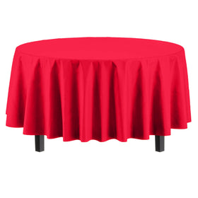 Party Solids pack6 red round tablecloths ideal for coordinating multiple tables.