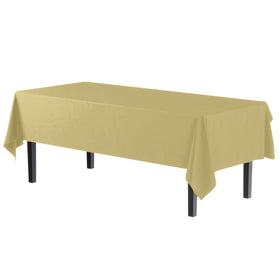 Party Solids premium heavy duty light yellow tablecloth close up showing durable material