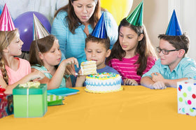 Party Solids table setup with yellow cover illustrating versatility.