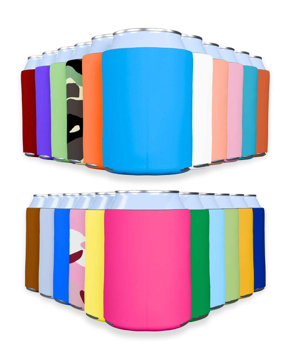 PartyPrints blank can cooler sleeve multicolor pack keeps drinks cooler at outdoor events.