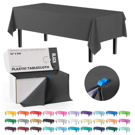 Party Solids black table cover roll with slide cutter for easy sizing