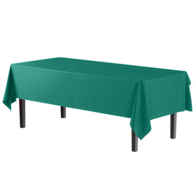 Party Solids teal tablecloth closeup edges, premium heavy-duty appearance.