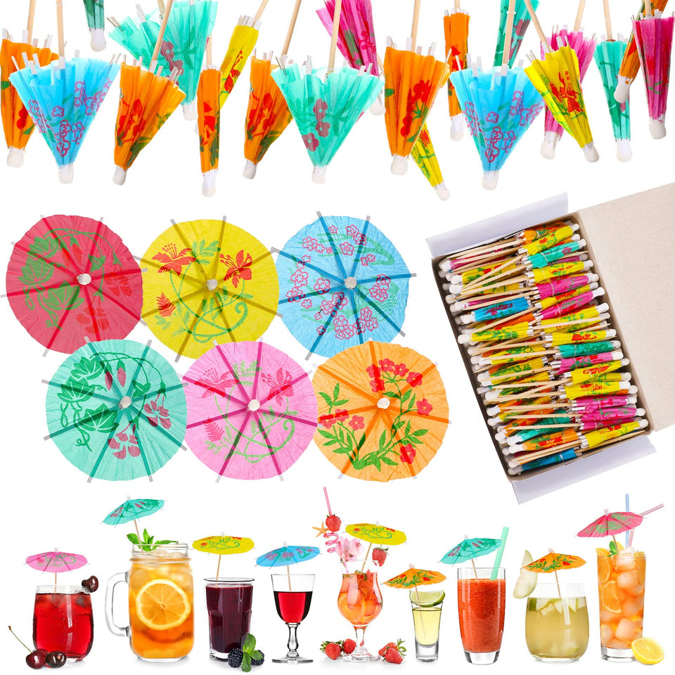 Patelai mini cocktail umbrella picks in a colorful open assortment for festive drinks