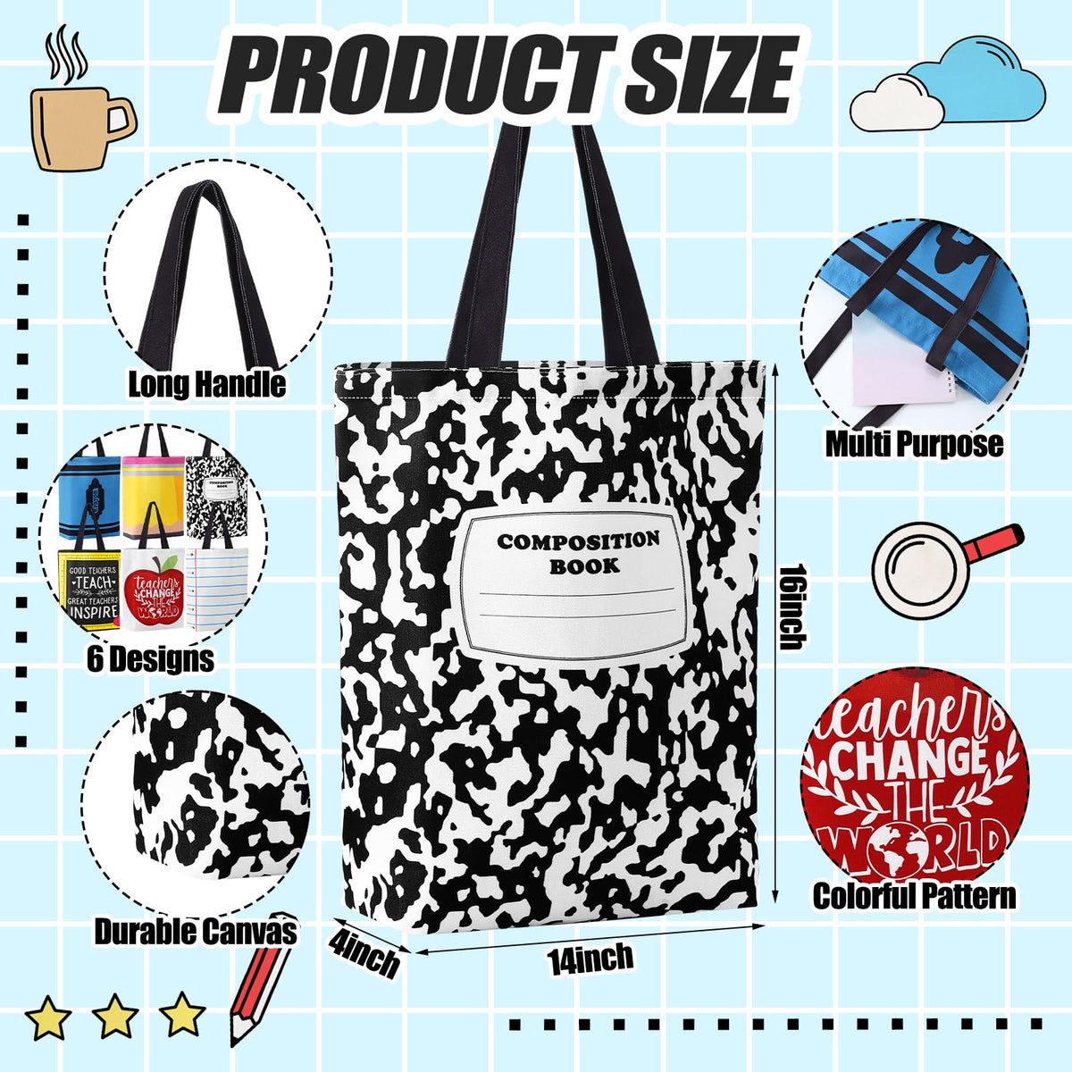 Paterr canvas tote bag in wear-resistant fabric for daily use.
