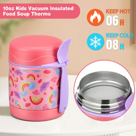 Pawtong 10oz soup thermo pink-rainbow open-mouth for easy filling
