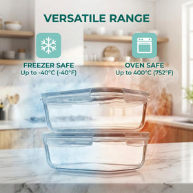 Peaktent 63oz glass container oven-safe for baking and roasting.