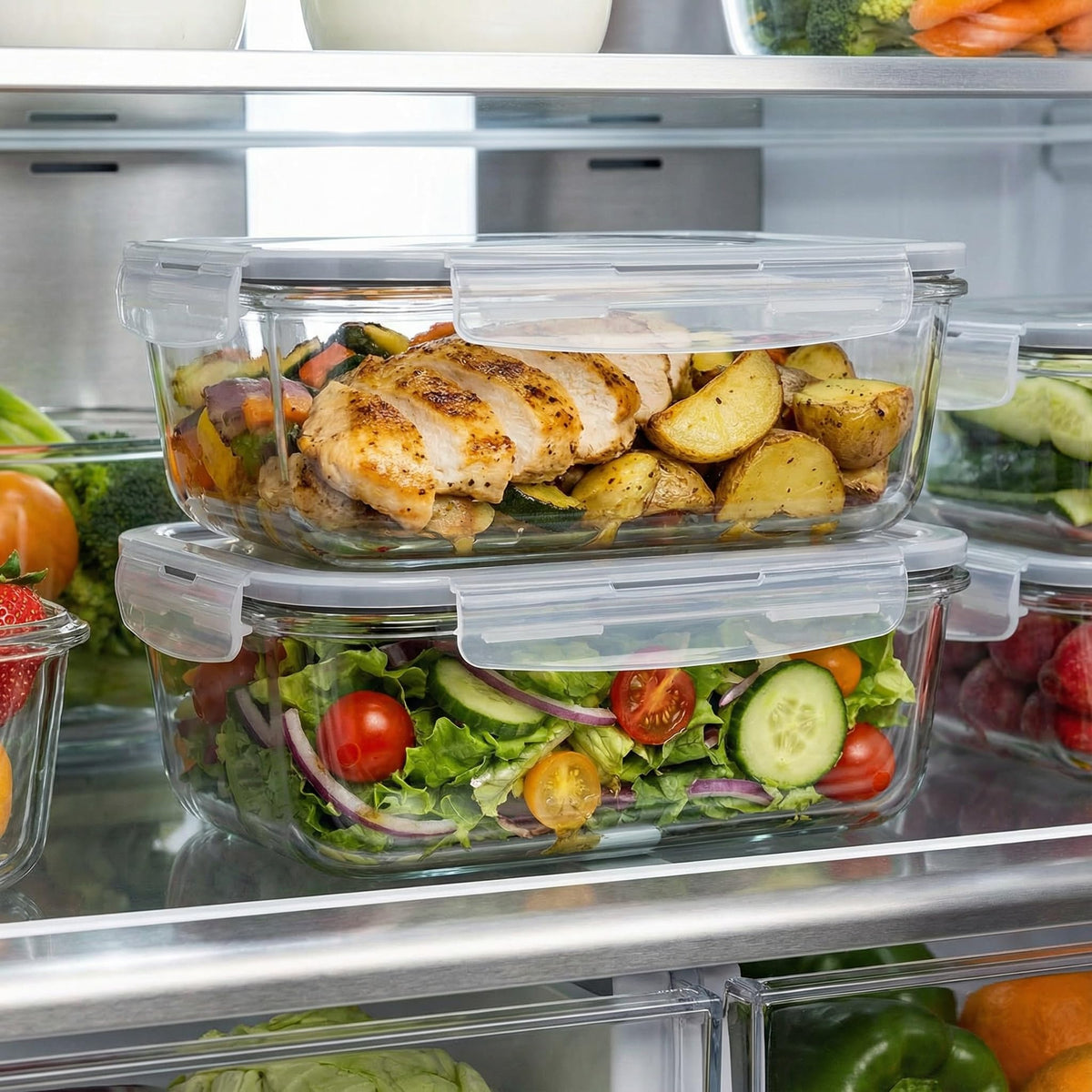 Peaktent freezer-to-oven safe borosilicate glass handles casseroles from fridge to oven.