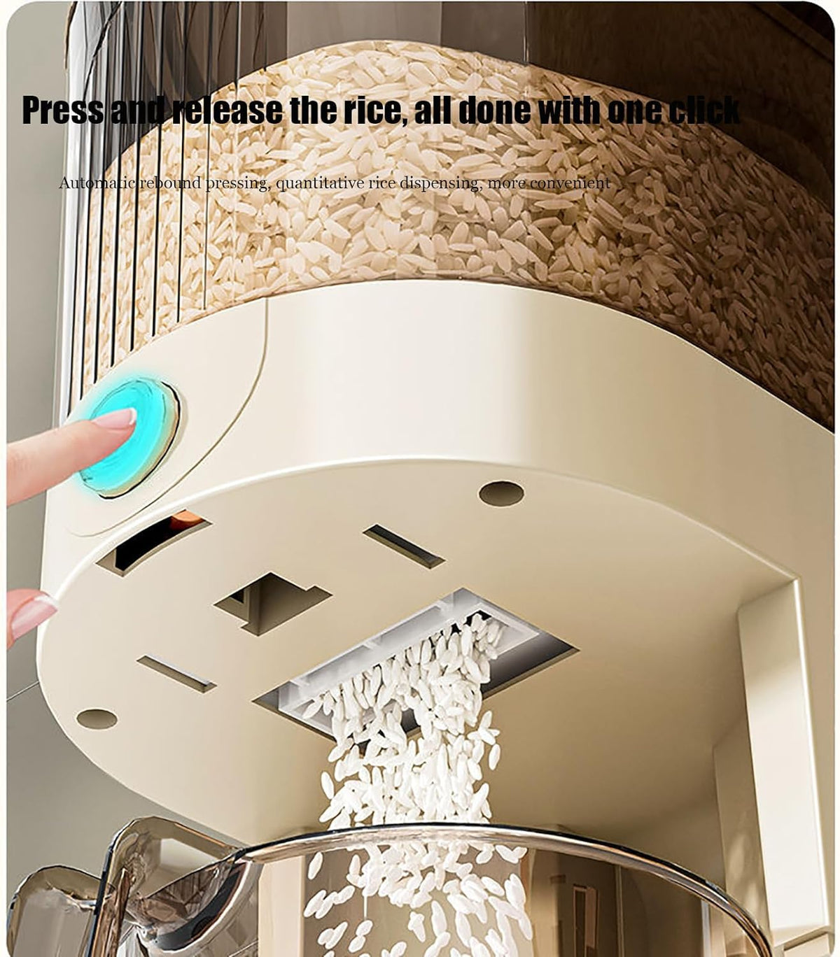 Peaoop rice dispenser transparent body shows contents at a glance