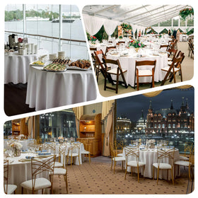 pepmily budget-pack white round tablecloths for versatile setups