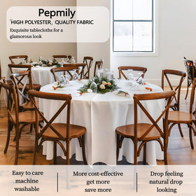 pepmily seamless round tablecloth 120inch white creates a clean setup