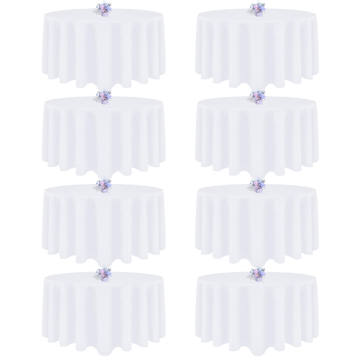 pepmily white 90inch round tablecloth in box, durable polyester for repeated event use