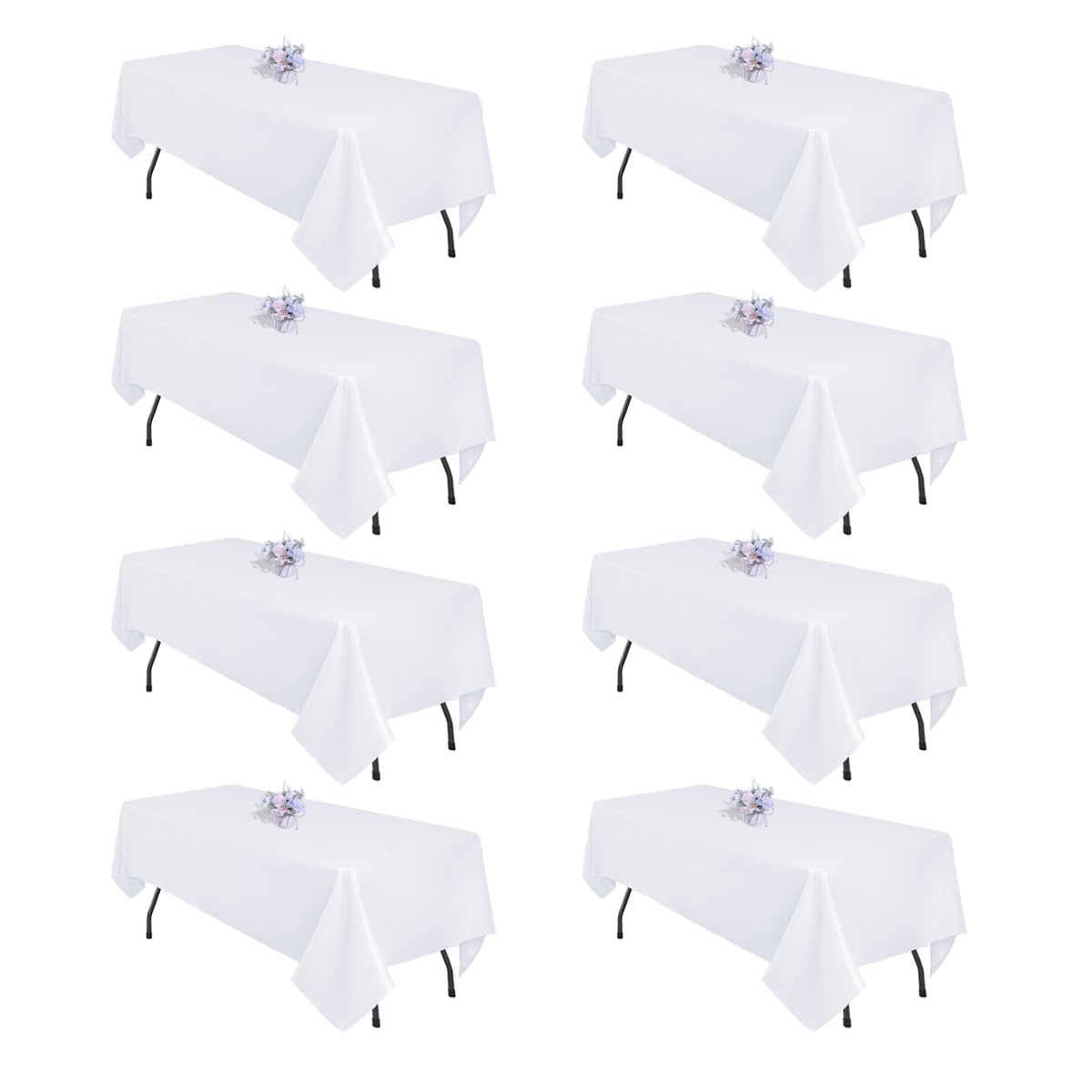 pepmily white tablecloth 60x102 rectangle draped over a dining table for elegant meals