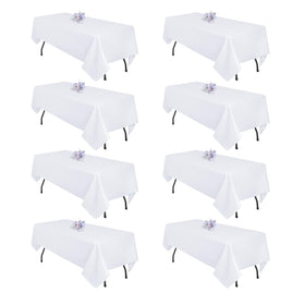 pepmily white tablecloth 60x102 rectangle draped over a dining table for elegant meals