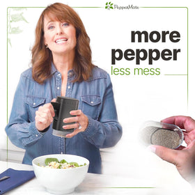 PepperMate ceramic grinder preserves flavor, avoiding flavor transfer.