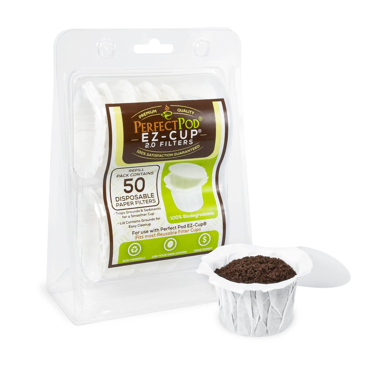 Perfect Pod EZ-Cup 2.0 six-pack of 300-count filters for cost-effective brewing.