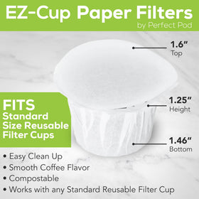 Perfect Pod EZ-Cup disposal lid simplifies cleanup and disposal.