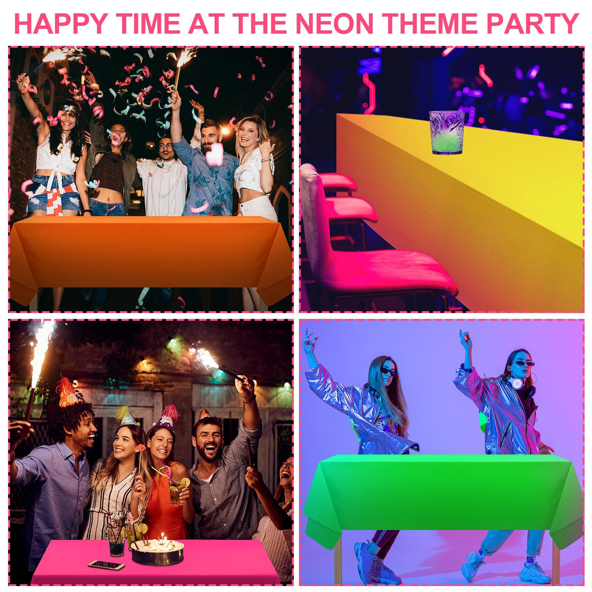 Peryiter neon tablecloth orange creates festive vibes and quick post-party cleanup