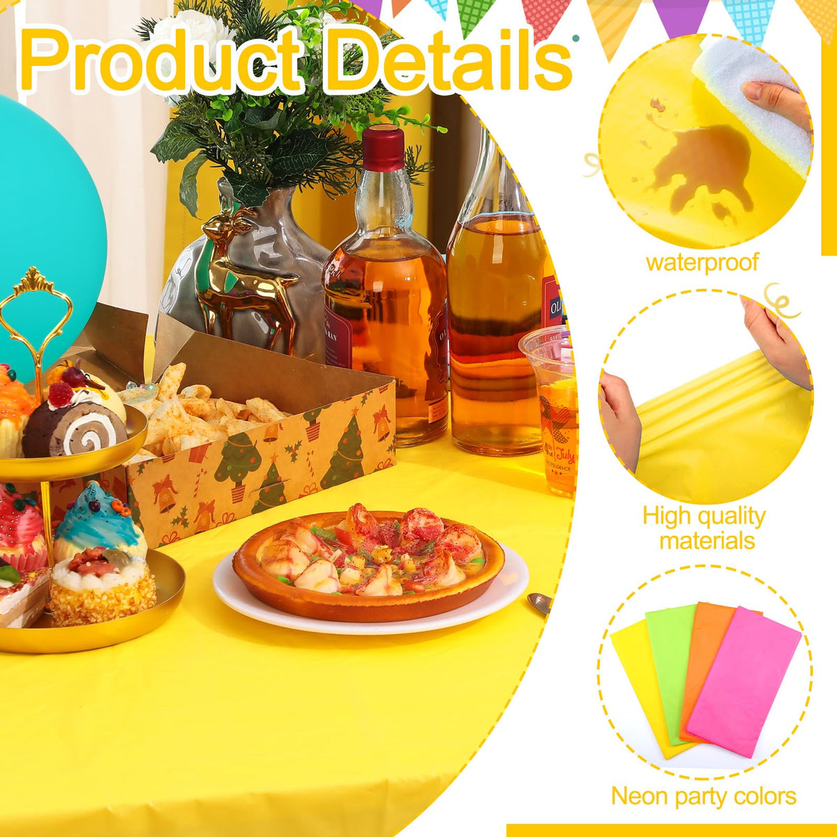 Peryiter neon orange tablecloth — bold coverage for festive events.