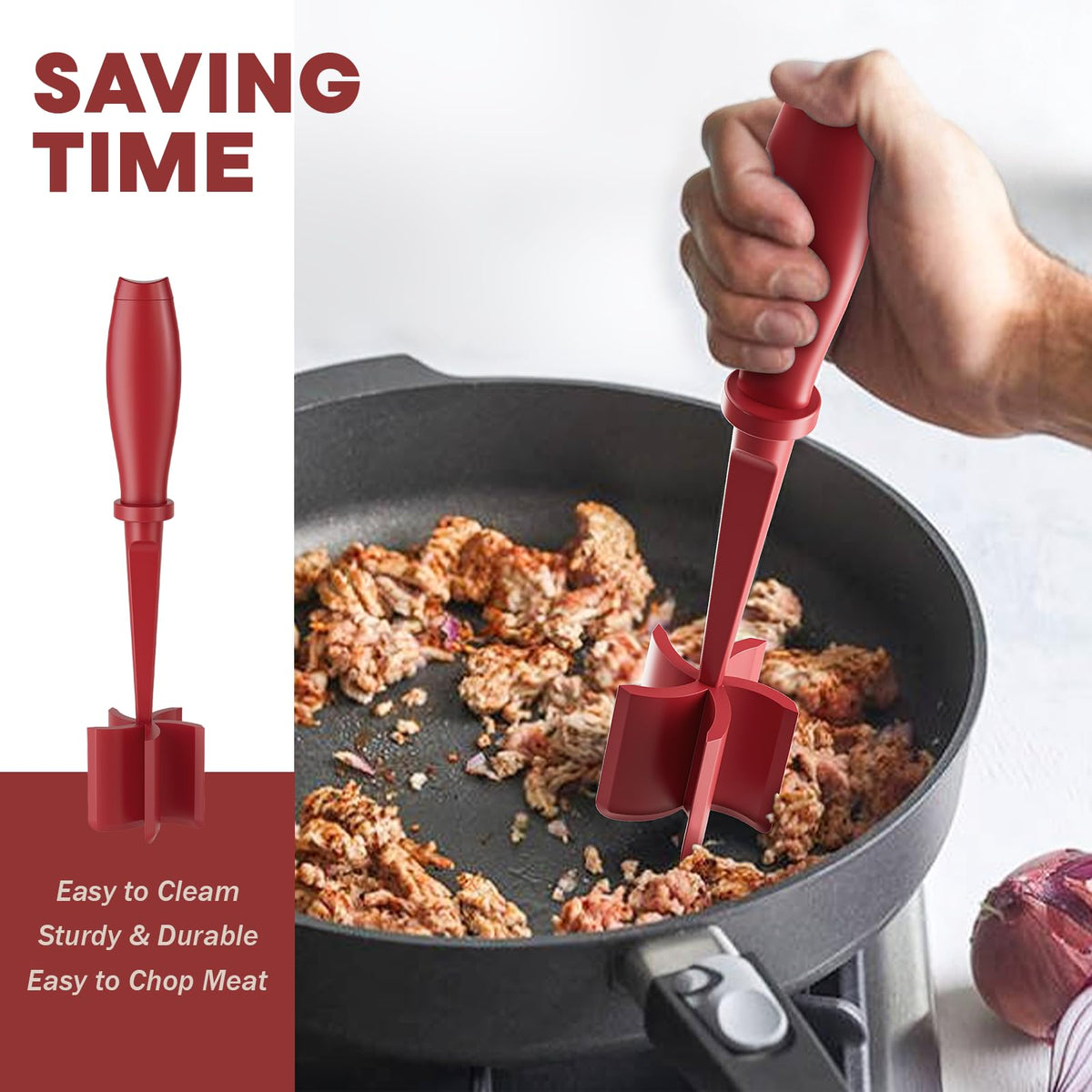 PGYARD ergonomic handle meat chopper reduces hand fatigue during prep