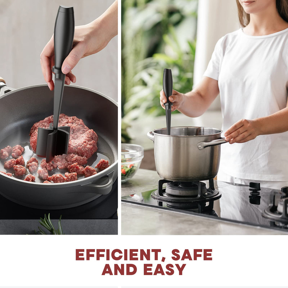 Heat-resistant up to 447F, safe for hot cookware
