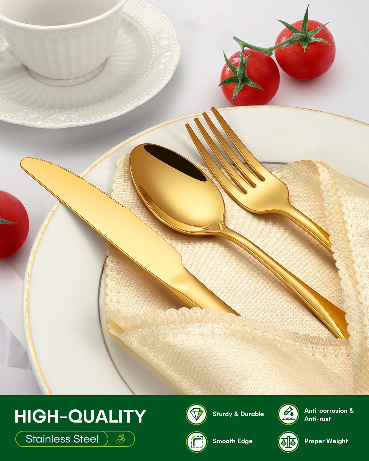 PHILIPALA gold salad forks with comfortable grip during meals