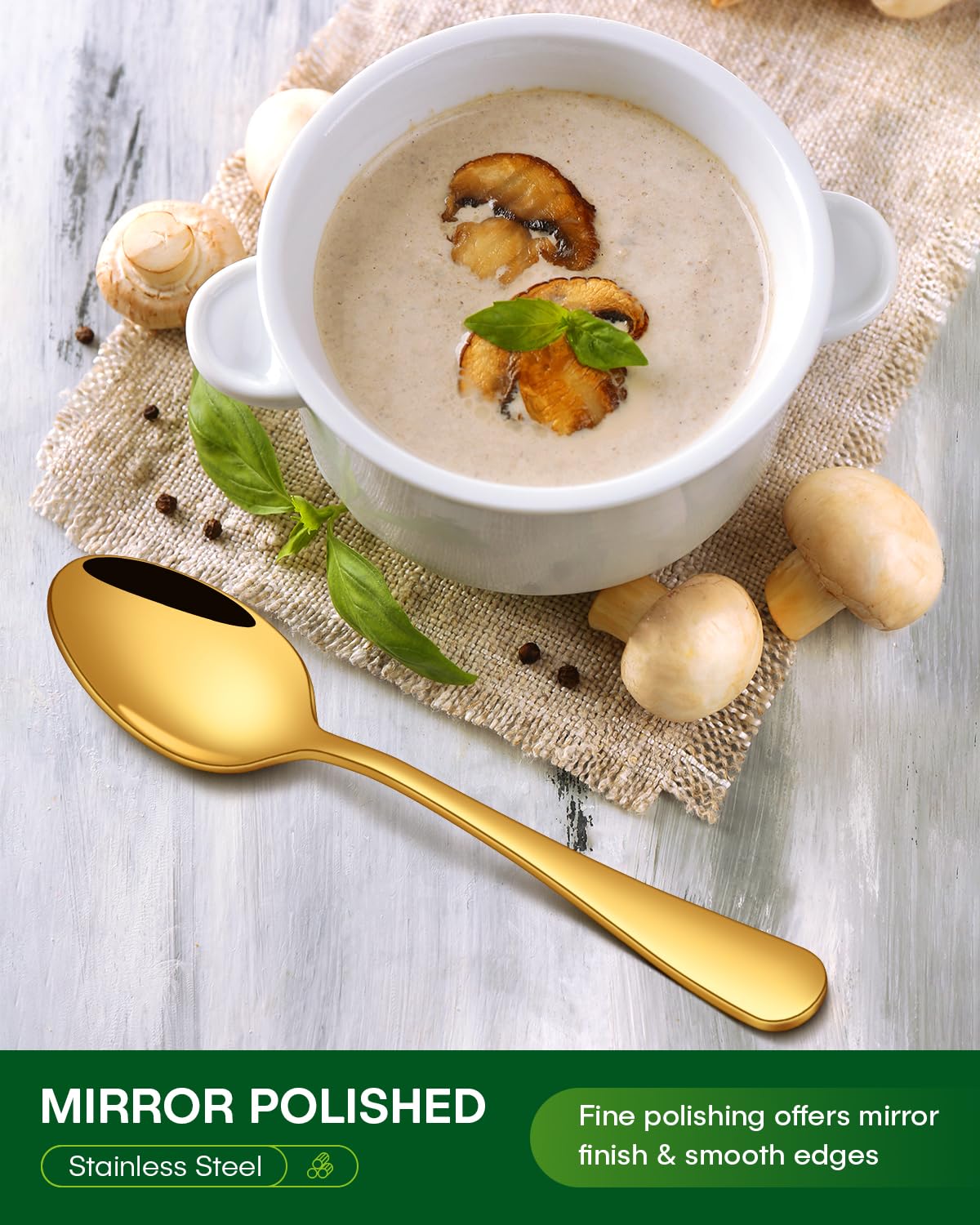 PHILIPALA 40-piece gold flatware set tea spoons for precise stirring and refined table flair.