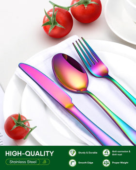 PHILIPALA rainbow silverware salad forks, comfortable grip for portion control.