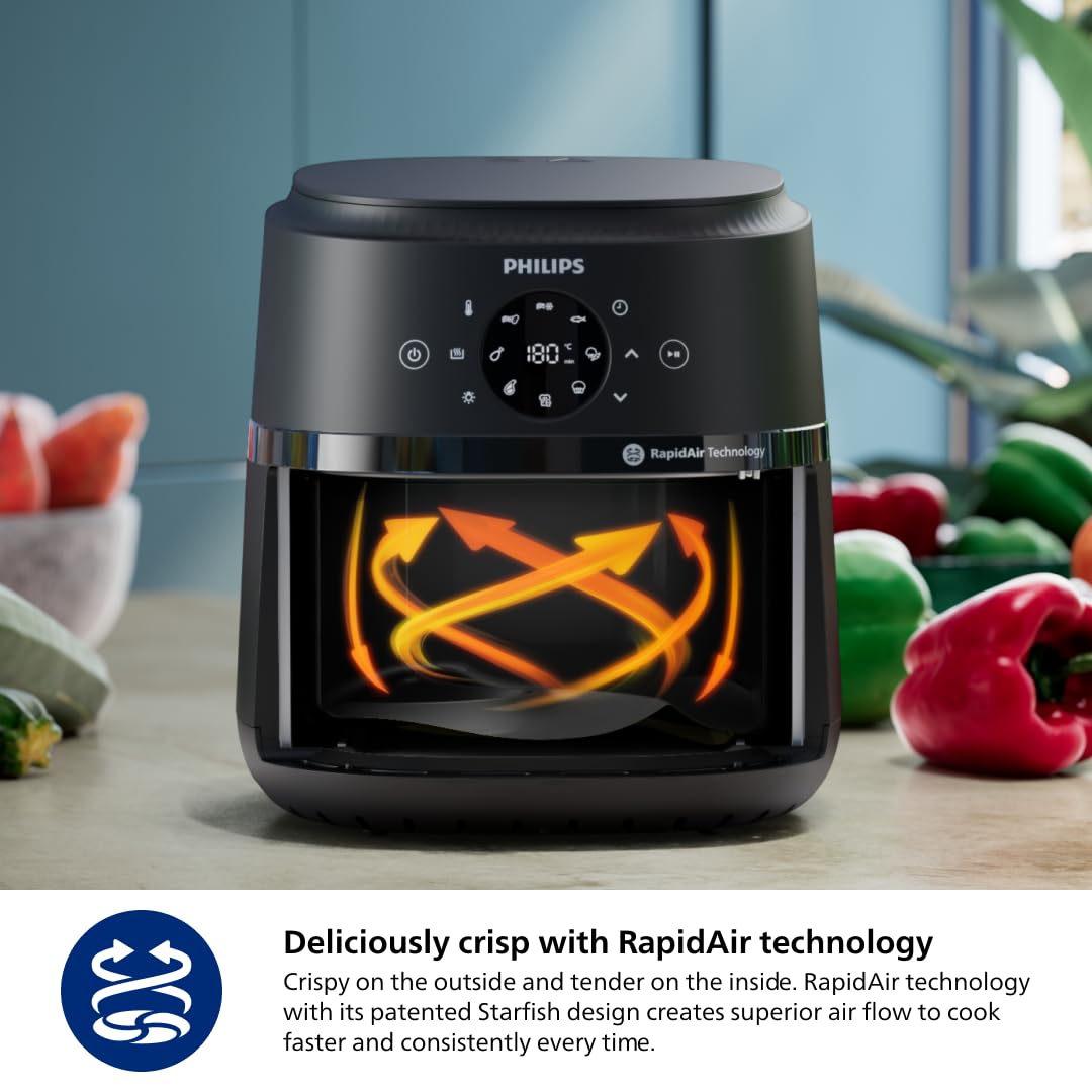 Philips Air Fryer 2000 Series StarPlate is dishwasher-safe for easy cleanup.