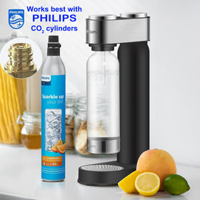 BPA-free 1 L bottle included with Philips soda maker keeps drinks fizzy longer