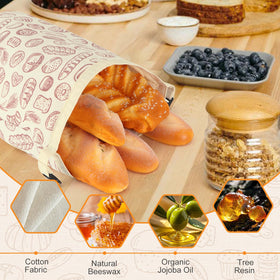 PICcircuit beeswax lining close-up illustrates natural, breathable bread storage.