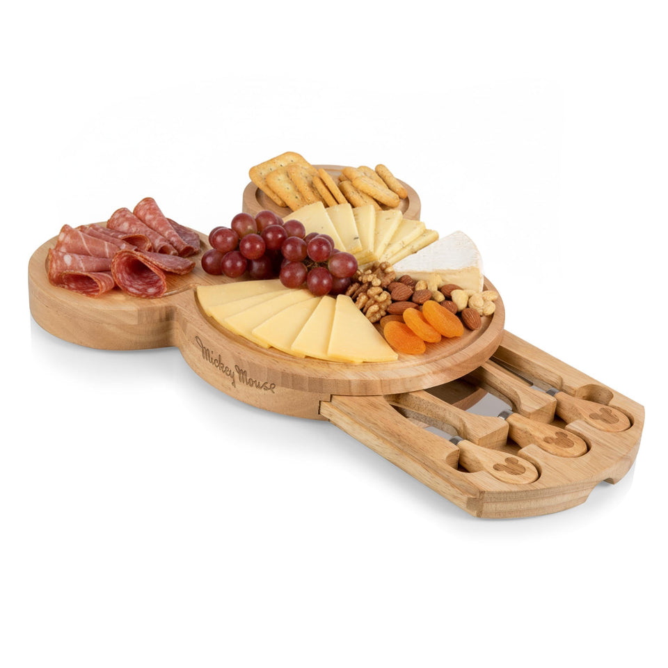 PICNIC TIME Disney Mickey cheese board with head silhouette and parawood finish.