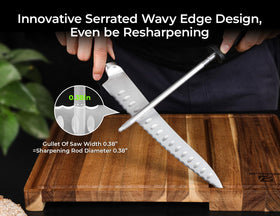 Piklohas bread knife with wavy-edge for smooth food release.