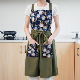 Pinknoke Easy-care, machine washable olive-green apron ready for busy days.