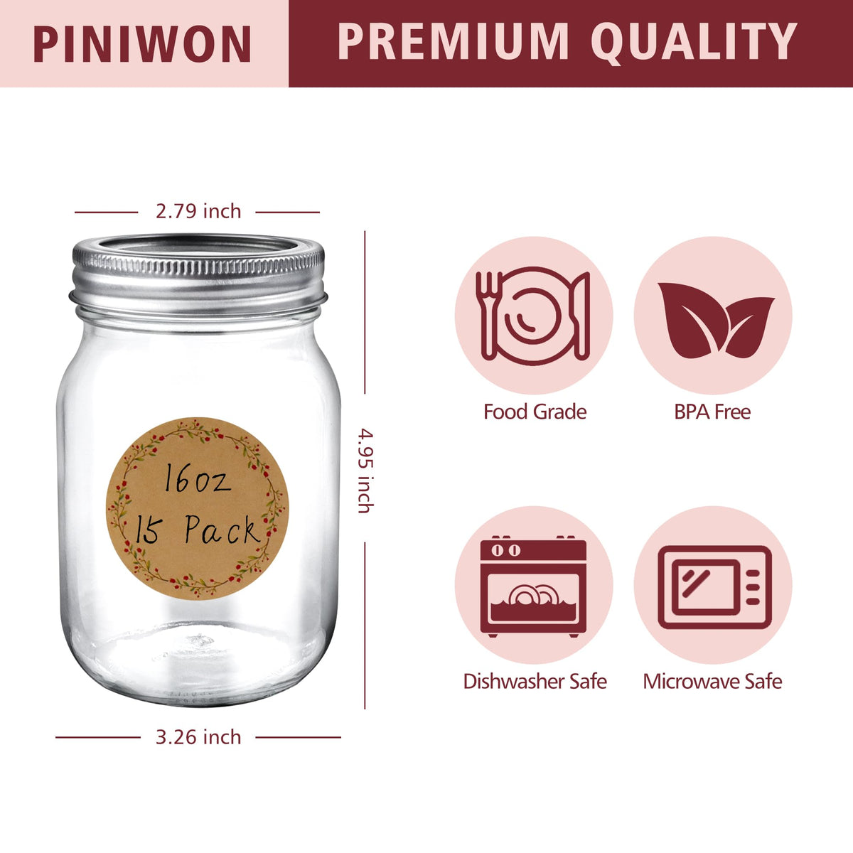 PINIWON airtight lid and band close tightly for fresh preservation.