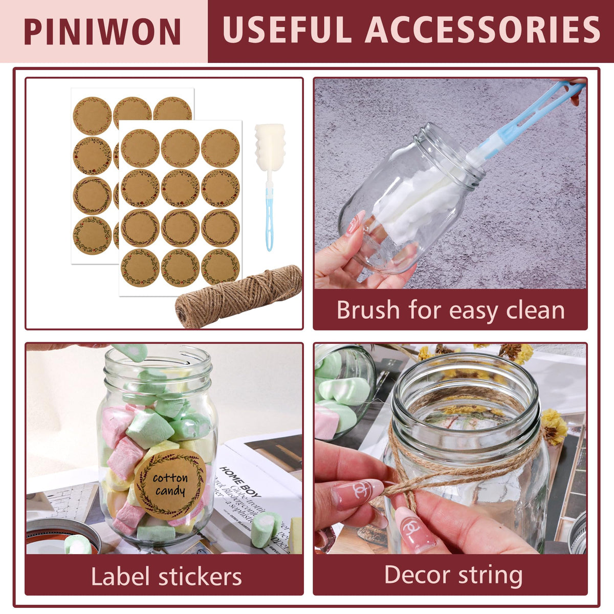 PINIWON jars suitable for canning, pickling, meals and drinks.
