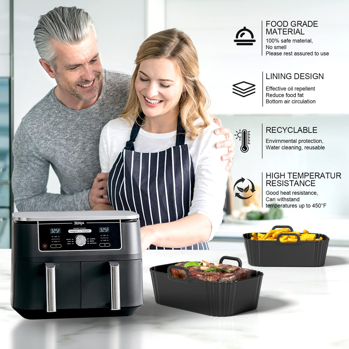 PINTAUR liner for Instant Air Fryer supports fast cooking with better oil separation