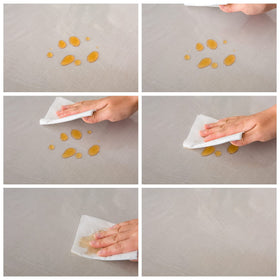 Pioggia easy-clean tablecloth wipes clean after meals with minimal effort