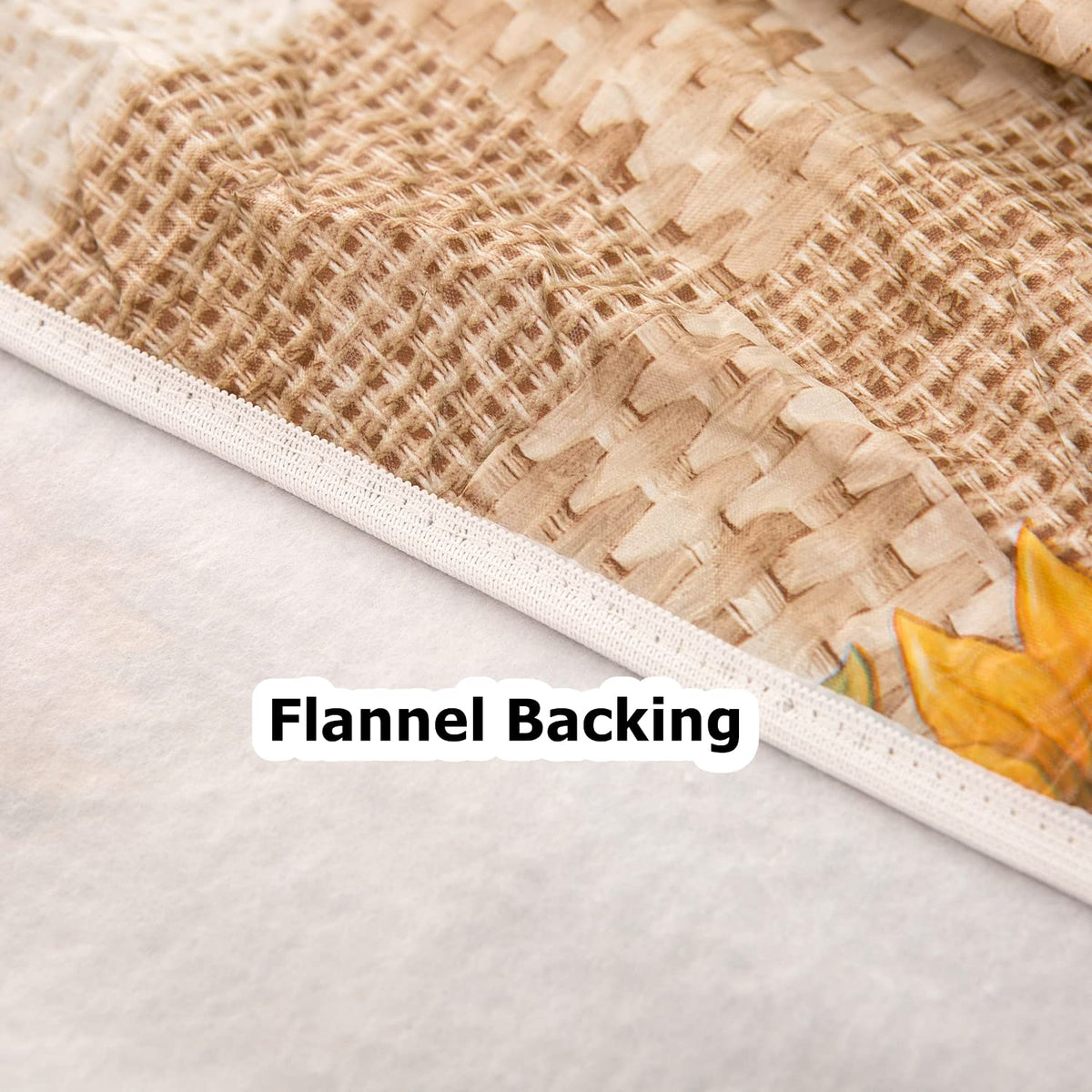 Pioggia soft flannel backing adds gentle protection beneath the cover