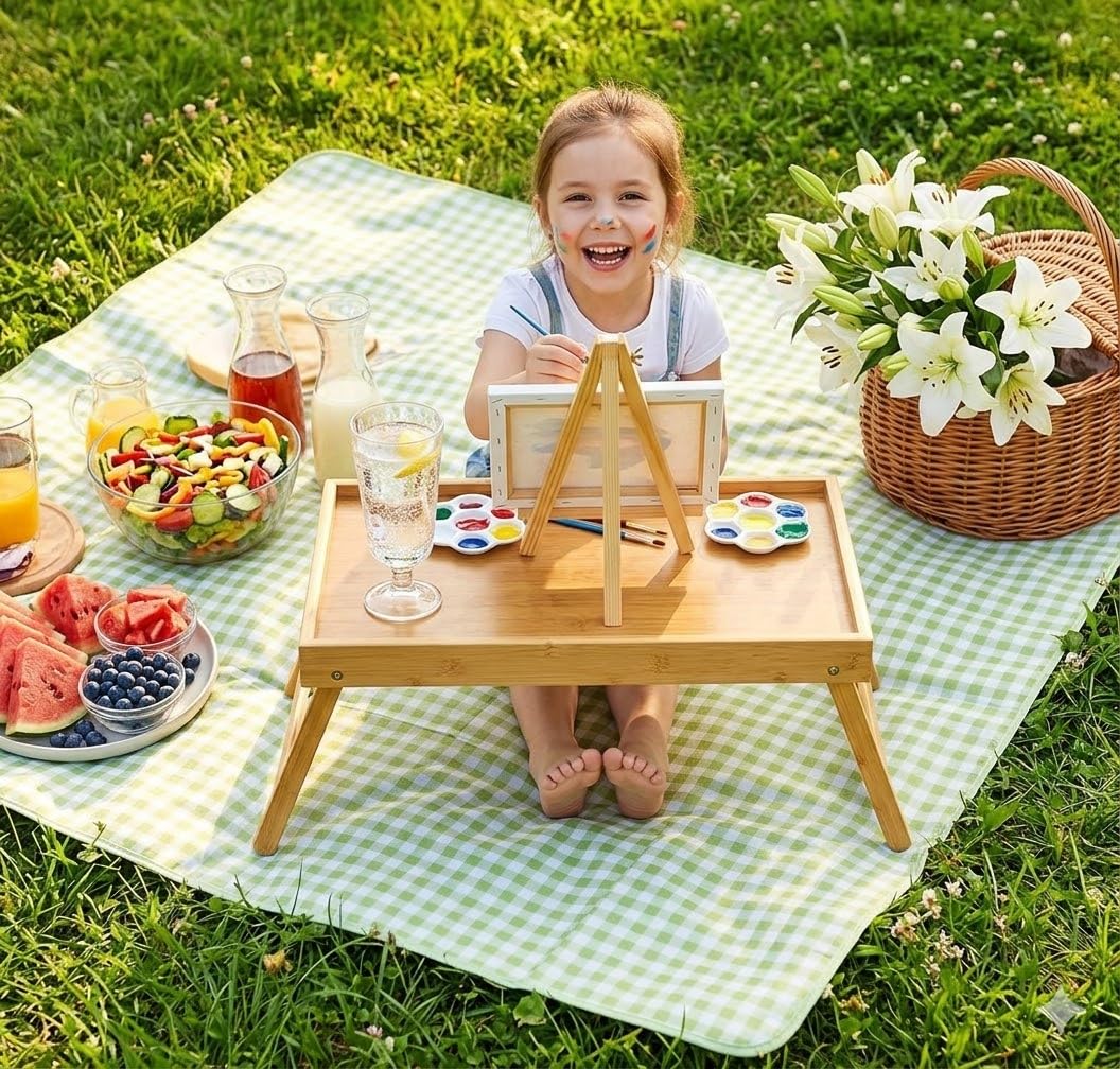 Pipishell bamboo bed tray spill lip helps prevent spills.