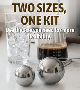 Piticco two balls close-up in use for iced beverages